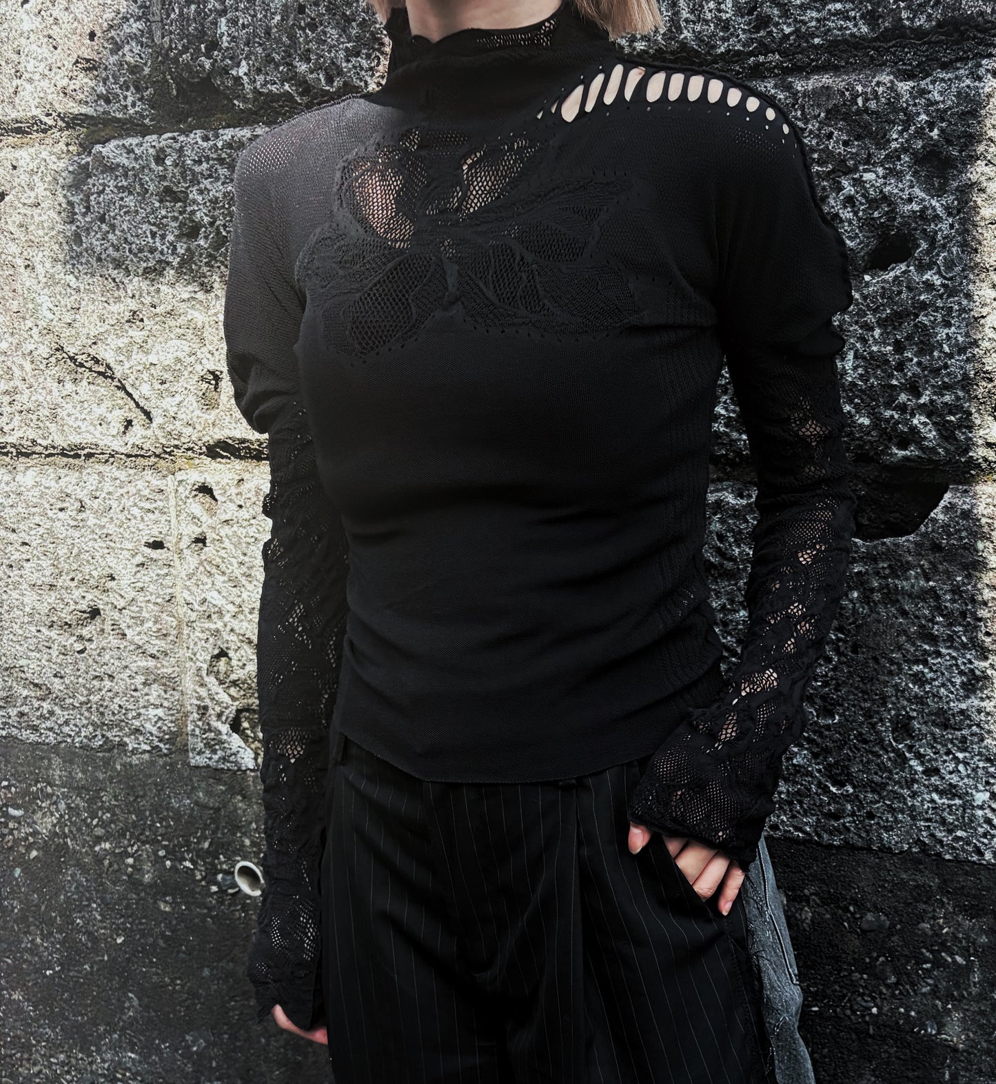 <EPI>Lace high neck top