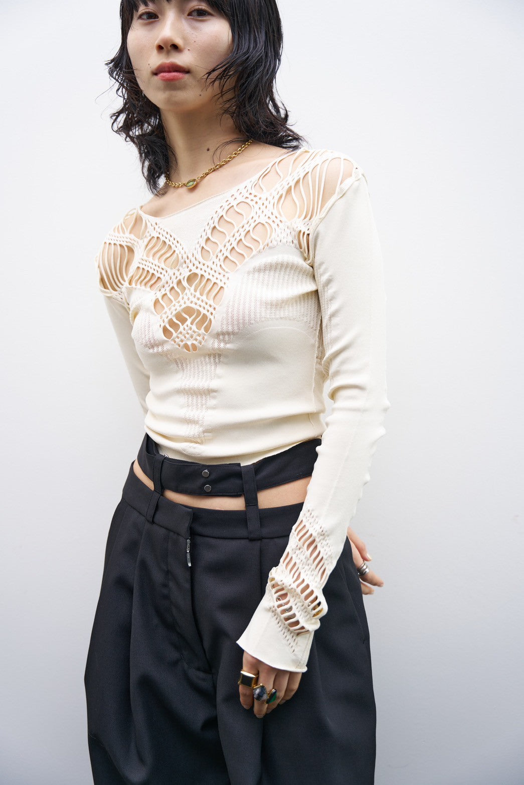 HOLE LACE KNIT PULLOVER