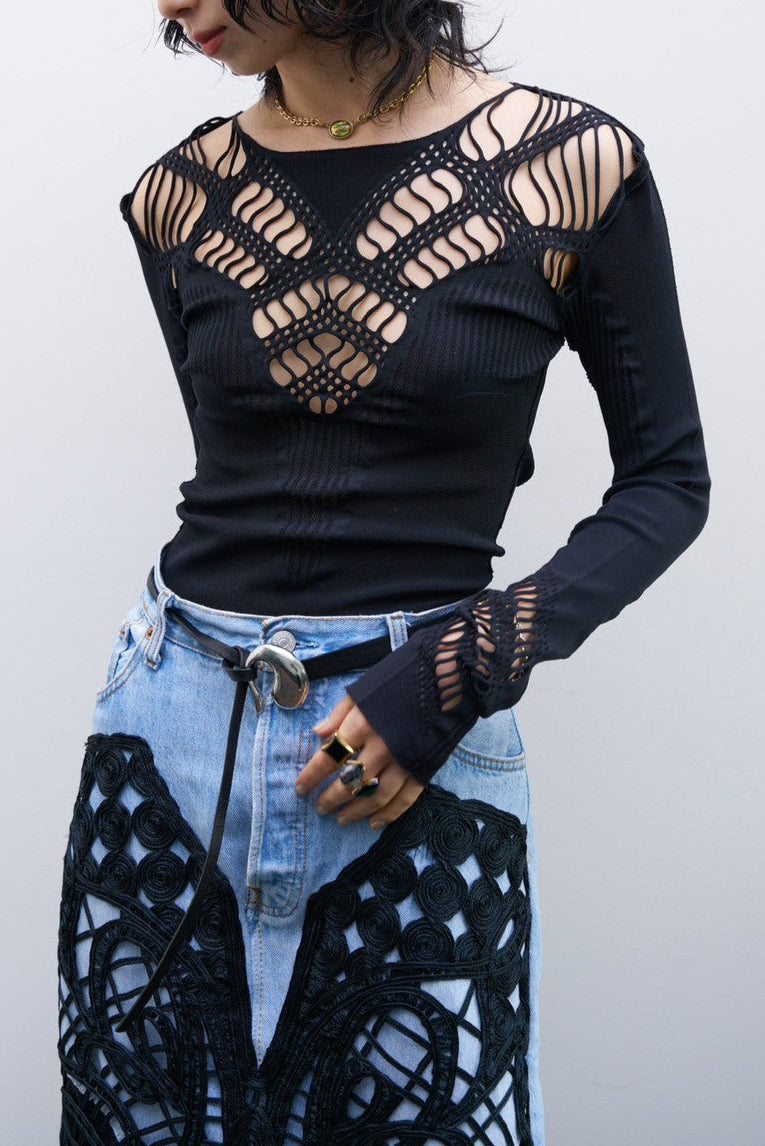 HOLE LACE KNIT PULLOVER
