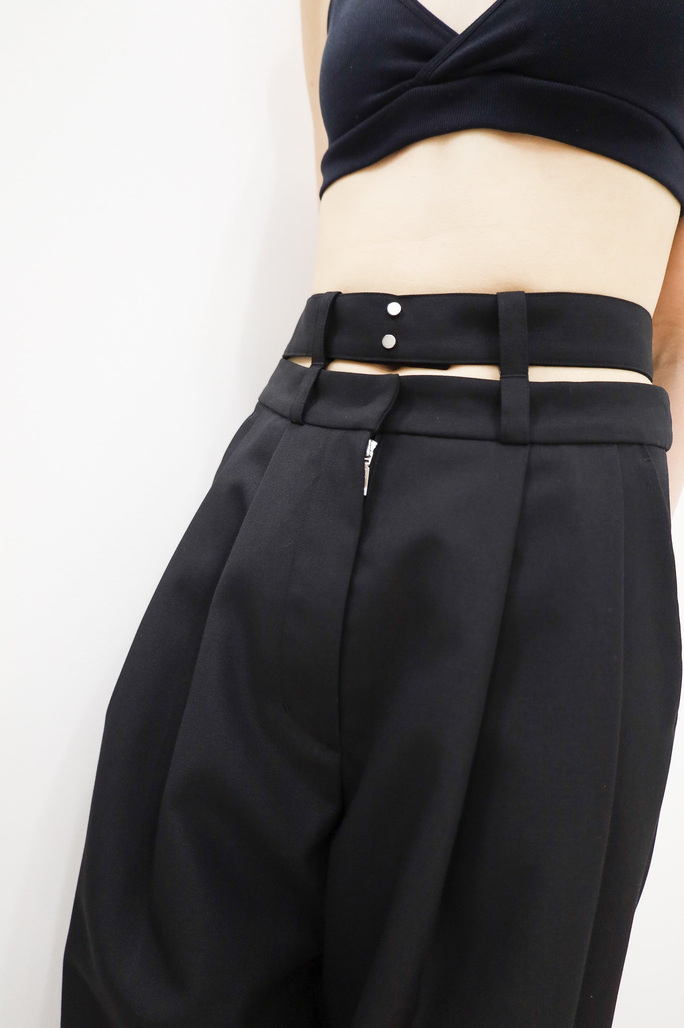 Double waist tapered pants