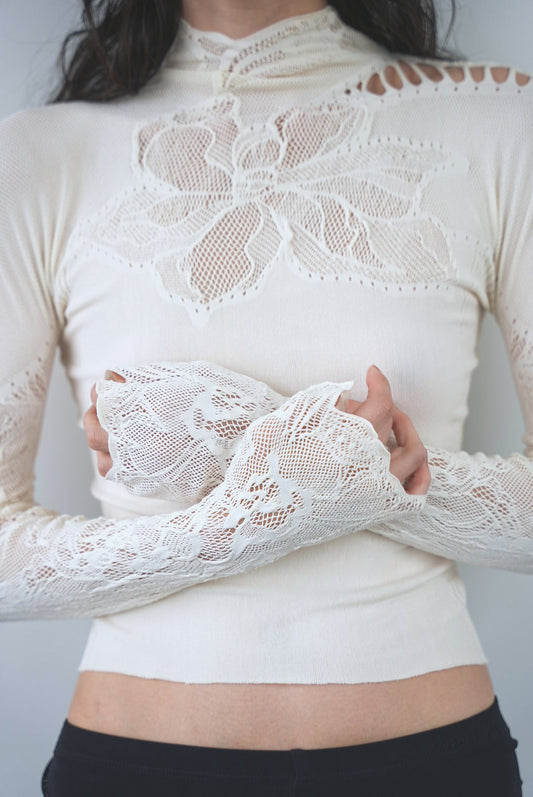 ＜EPI>Lace high neck top